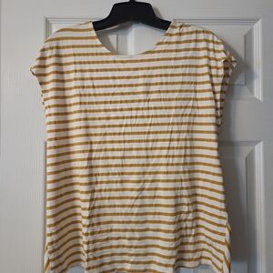 Green Envelope Mustard and White Striped Tee